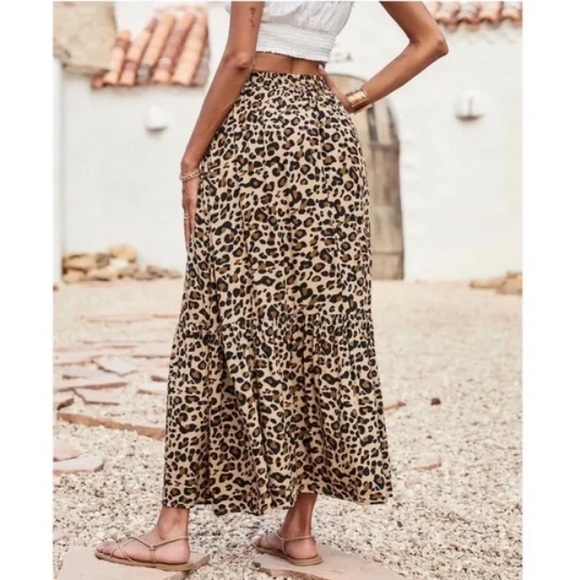 Boho leopard print tassel maxi skirt - Picture 6 of 9